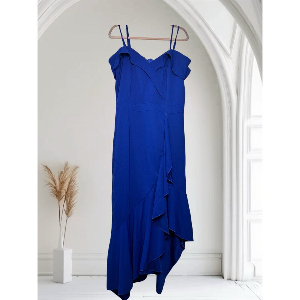 Royal Blue Off-the-Shoulder Ruffled Evening Evening Dress-XXL